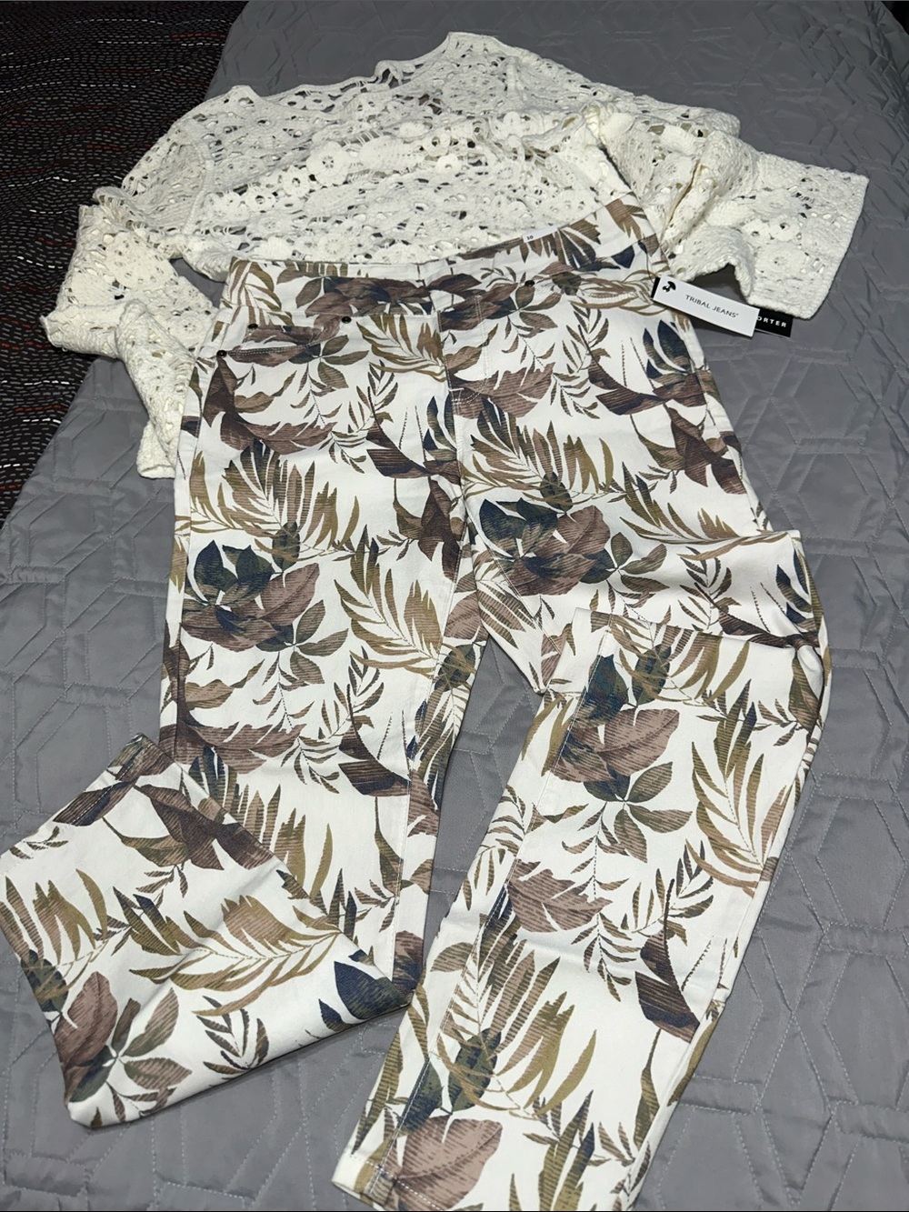 Sz 10/28🇨🇦⭐️NWT Tribal Audrey Forrest Cashew    Mid Rise Ankle Jeggings